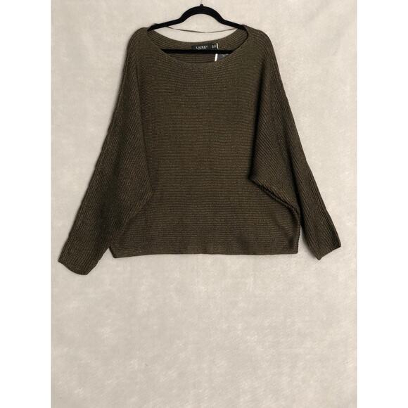Lauren Ralph Lauren Women's 3X Metallic Rib-Knit Boat Neck Sweater Green NEW - Picture 1 of 6